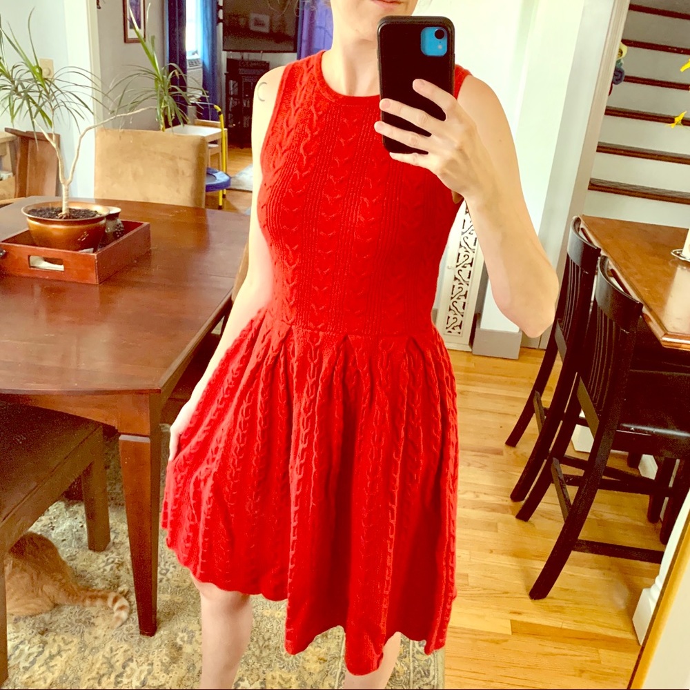 Anthropologie red sweater dress